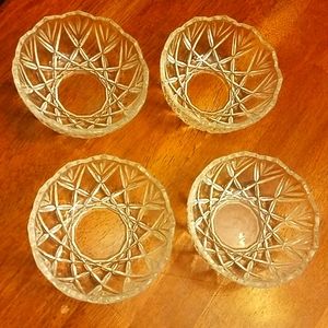 Set of 4 Vintage Crystal Cut Clear Glass Bowls 5in
